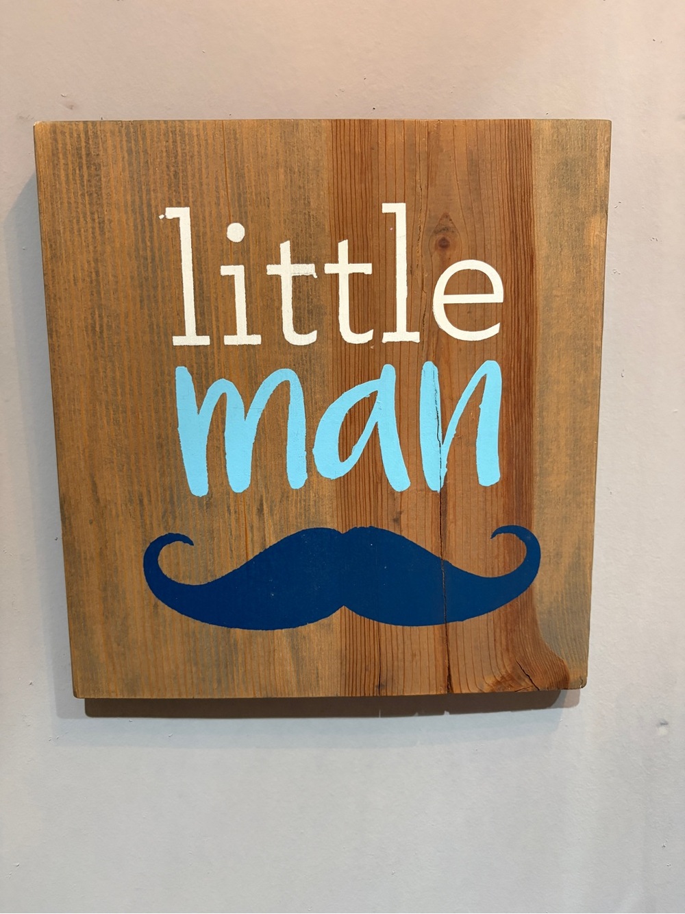 Little Man Wooden Wall Sign in Blue and White